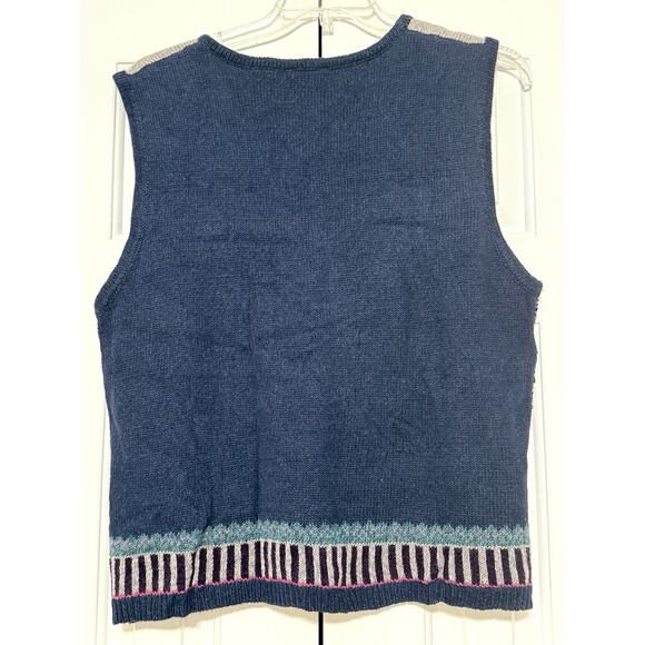 Vintage Northern Reflections Navy Blue Fair Isle Sweater Vest, Size L - Picture 2 of 4